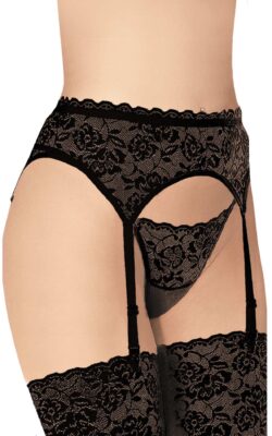 SoftLine Collection Garterbelt — rozm. M/L, elastan/lycra, czarny wzór 3305