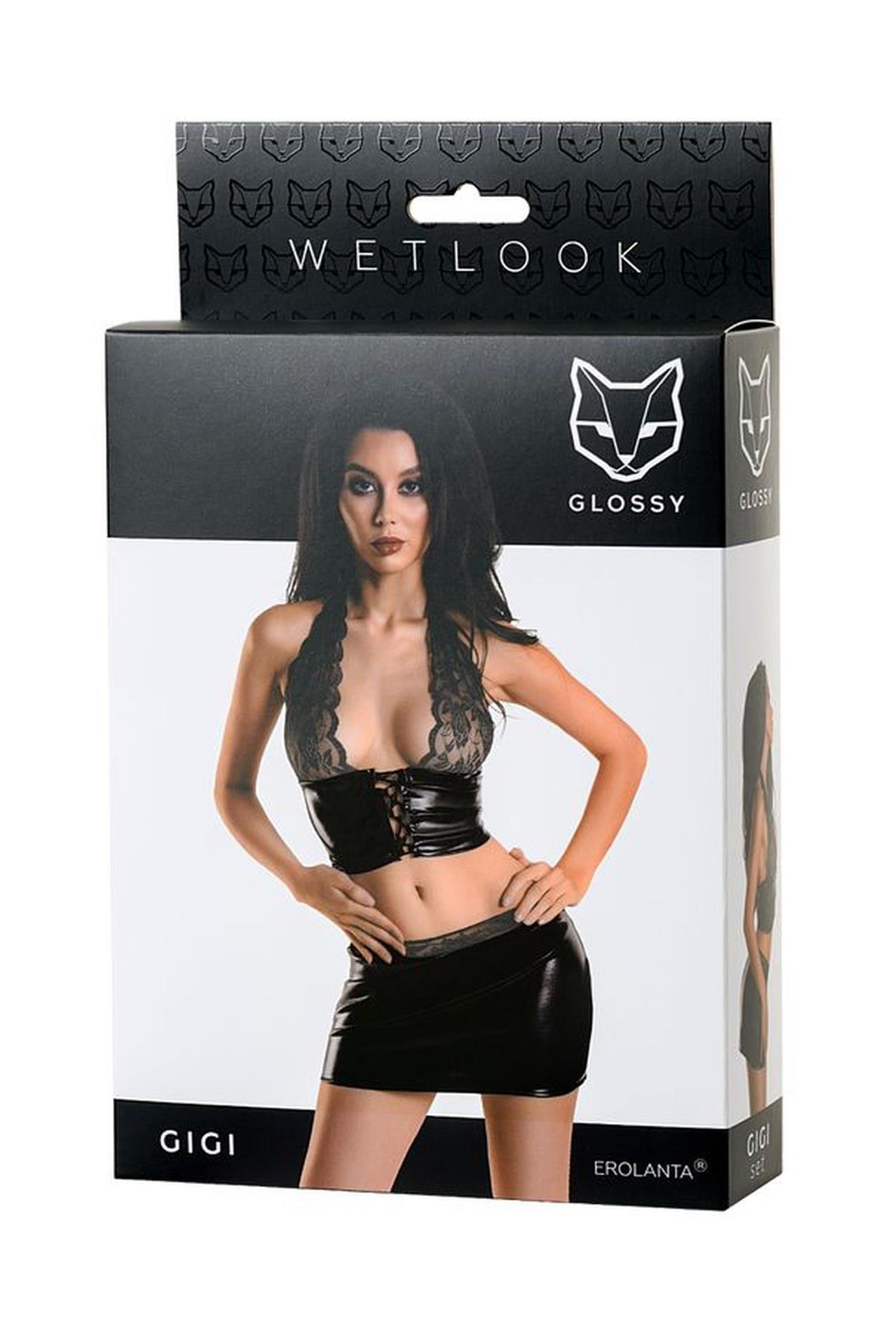 Glossy Shiny — rozm. M, koronka, czarny Glossy Shiny — rozm. M, koronka, czarny